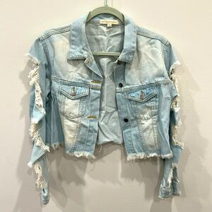 Women’s cropped blue jean jacket